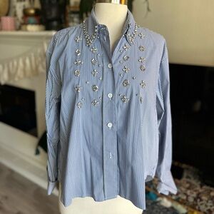 Zara Jewel Embellished button down NWT SZ XS